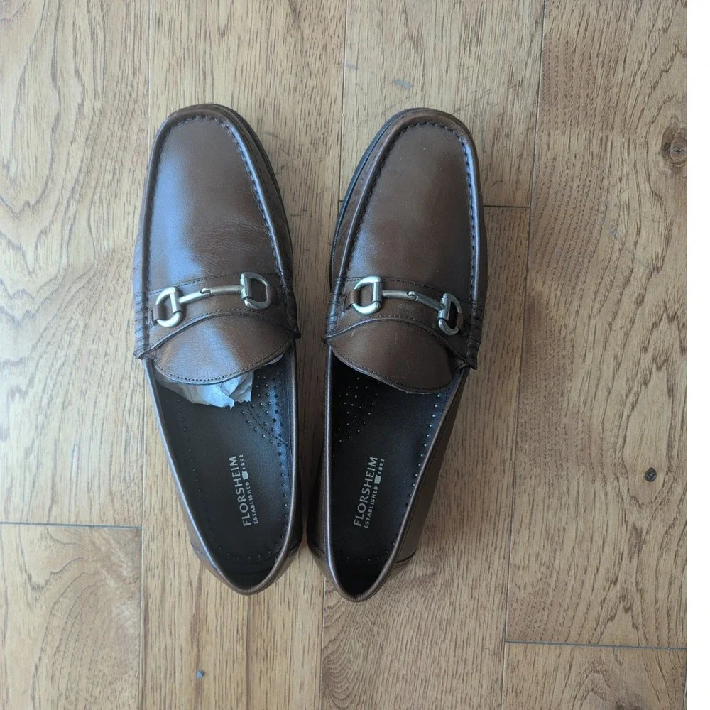 Florsheim Horsebit Loafers Brown Leather Moc Toe Slip On Mens 10.5 D Old Money